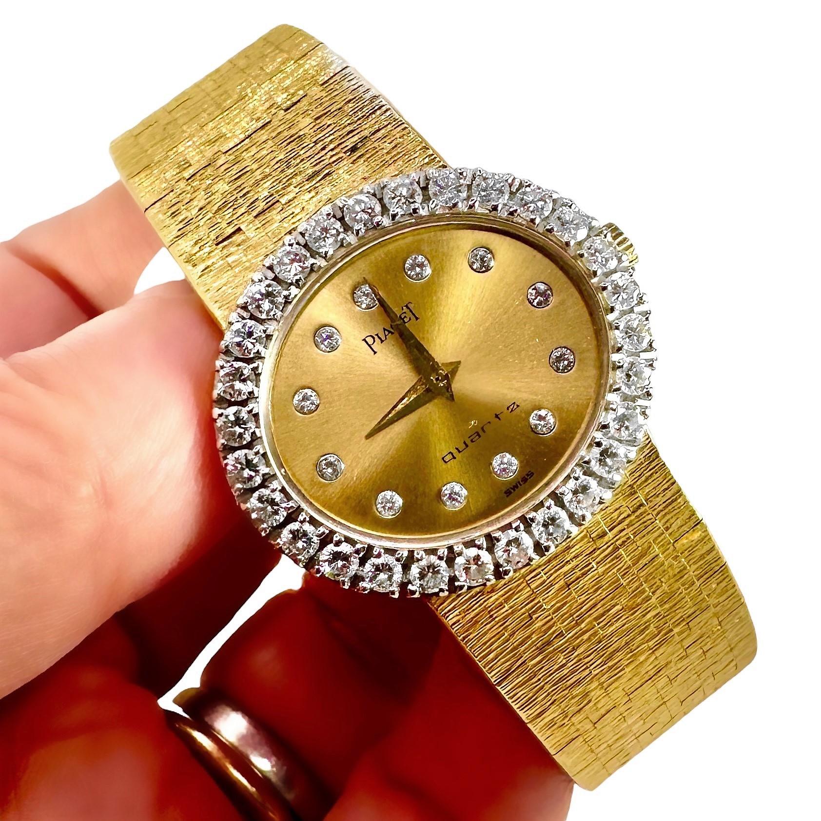 Classic Ladies Mid-20th Century Piaget, 18k Yellow Gold and Diamond Oval Watch 1