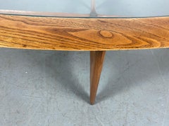Classic Lane Glass and Walnut Kidney Shape Coffee / Cocktail Table