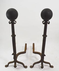 Classic Large Arts & Crafts Cannonball Andirons
