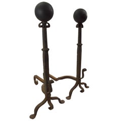 Classic Large Arts & Crafts Cannonball Andirons