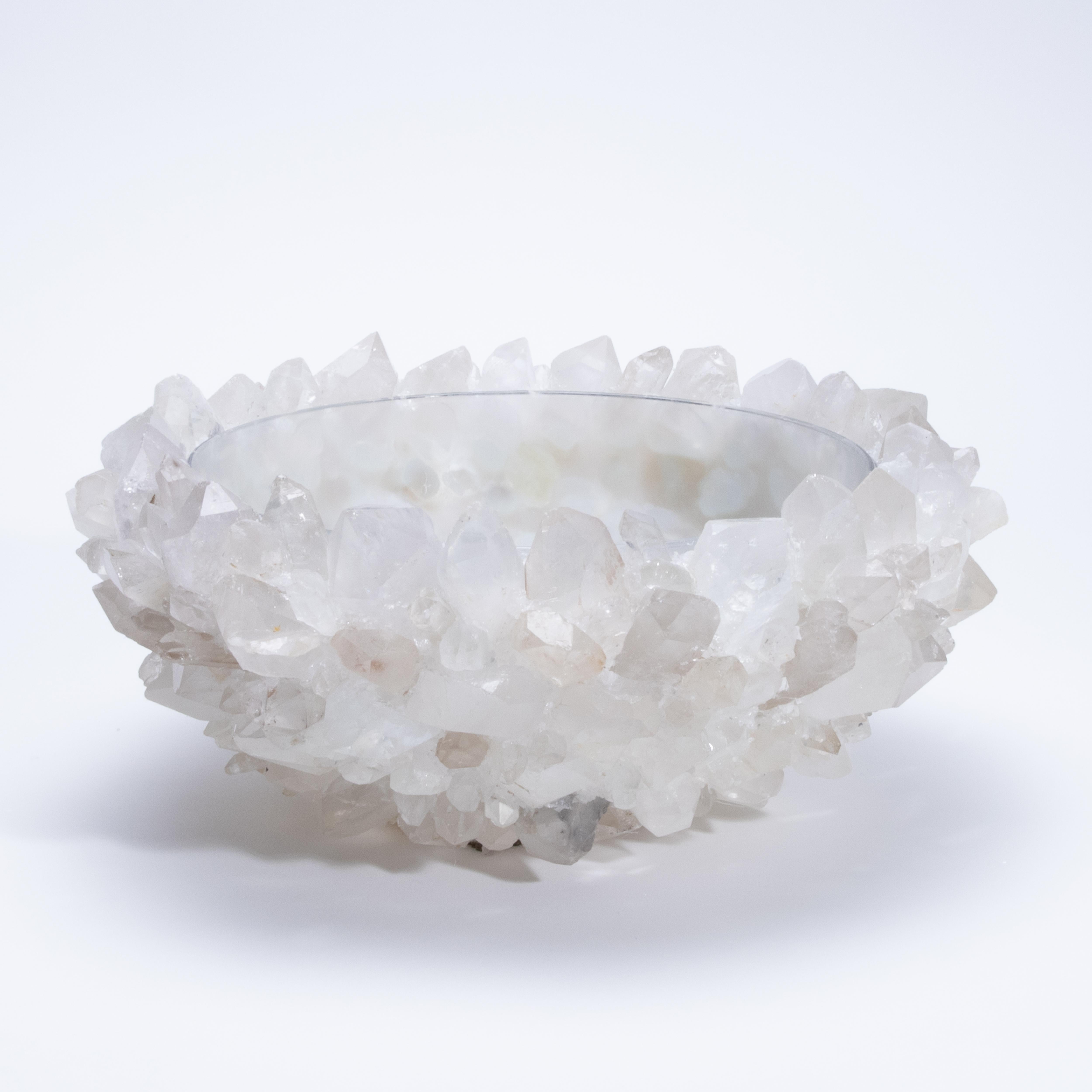 Hand-Crafted Classic Large Bowl in Clear Quartz by Kathryn McCoy For Sale