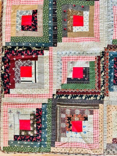 Classic Late 19th-Century American Log Cabin Crib Quilt