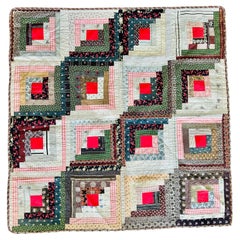 Classic Late 19th-Century American Log Cabin Crib Quilt