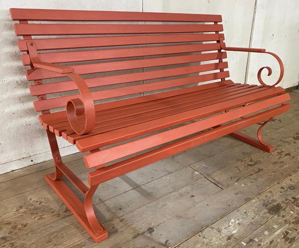 Painted Classic Late 19th Century Slat Design Garden Bench