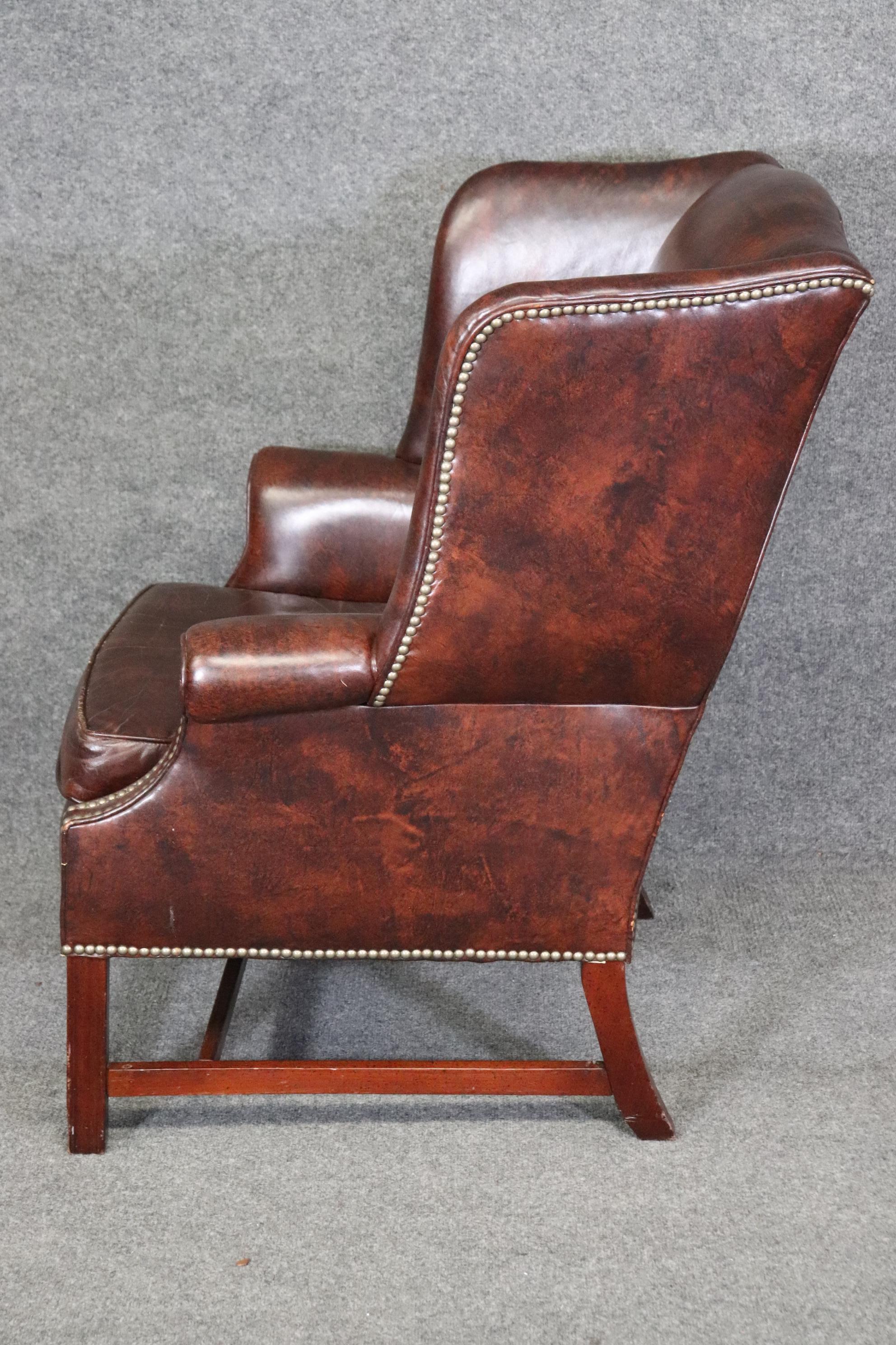 genuine leather wingback chair
