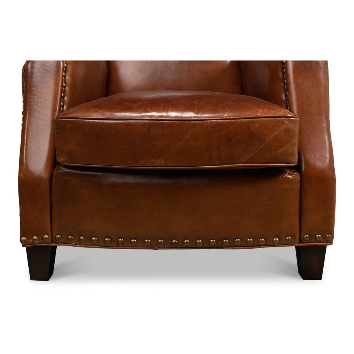 American Classical Classic Leather Armchair For Sale