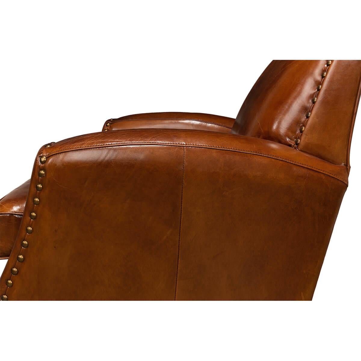 Contemporary Classic Leather Armchair For Sale