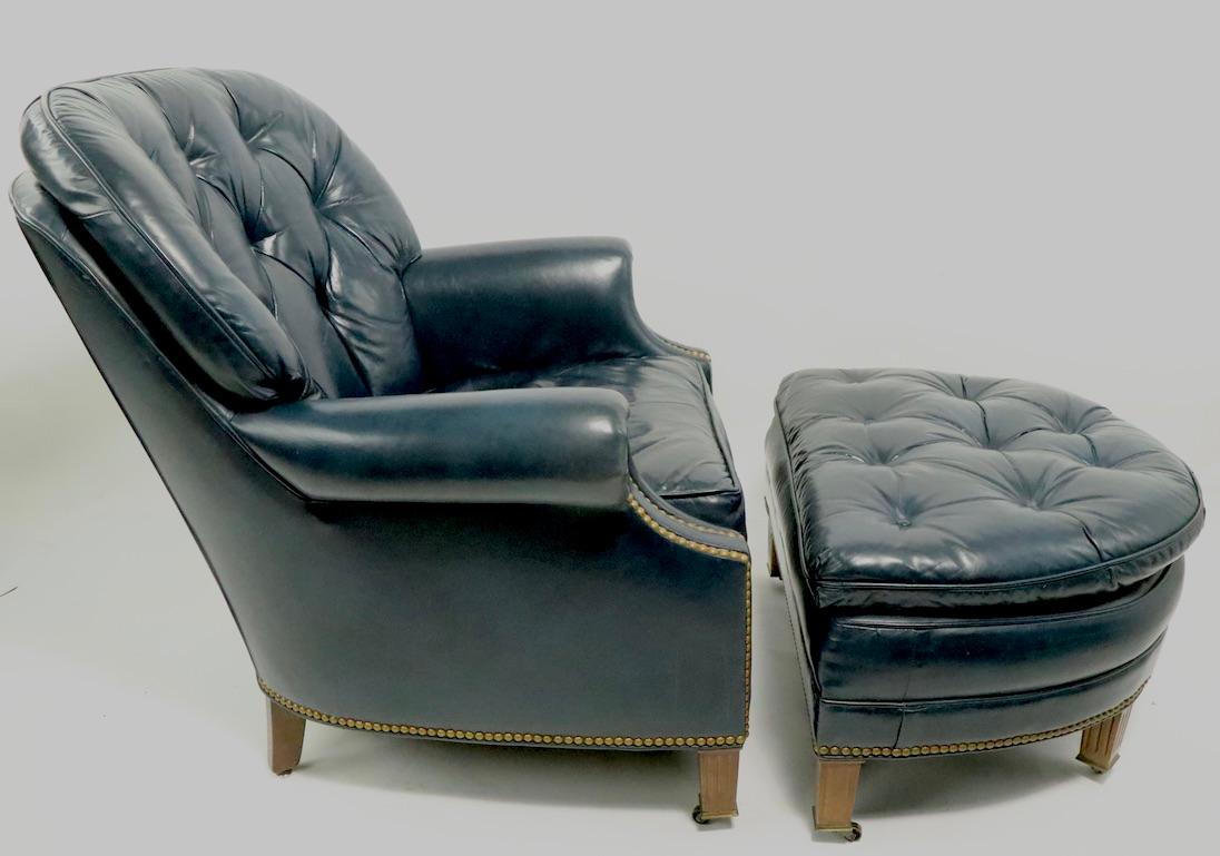 hancock and moore leather chair and ottoman