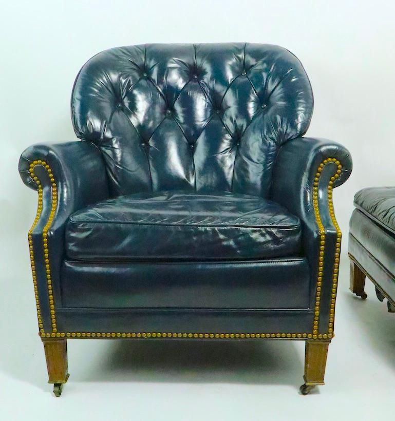 American Classic Leather Club Chair and Ottoman by Hancock and Moore