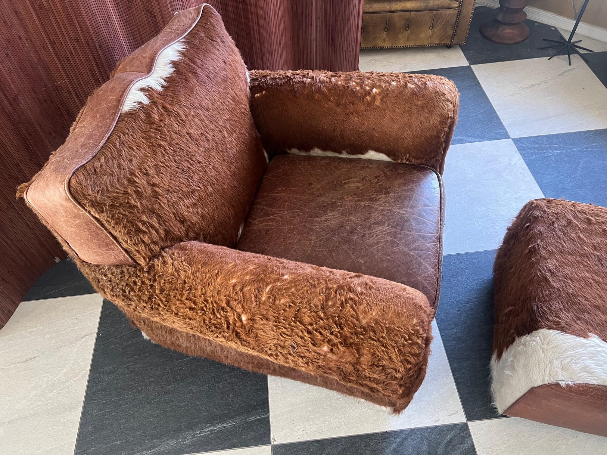 cowhide chair and ottoman