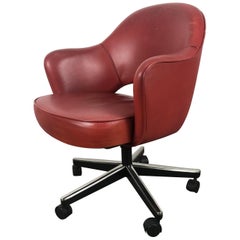 Classic Leather Knoll Executive Swivel Armchair, Eero Saarinen