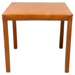 CLASSIC LEATHER Mid 20th Century Leather Card / Game Table with Nailhead Trim