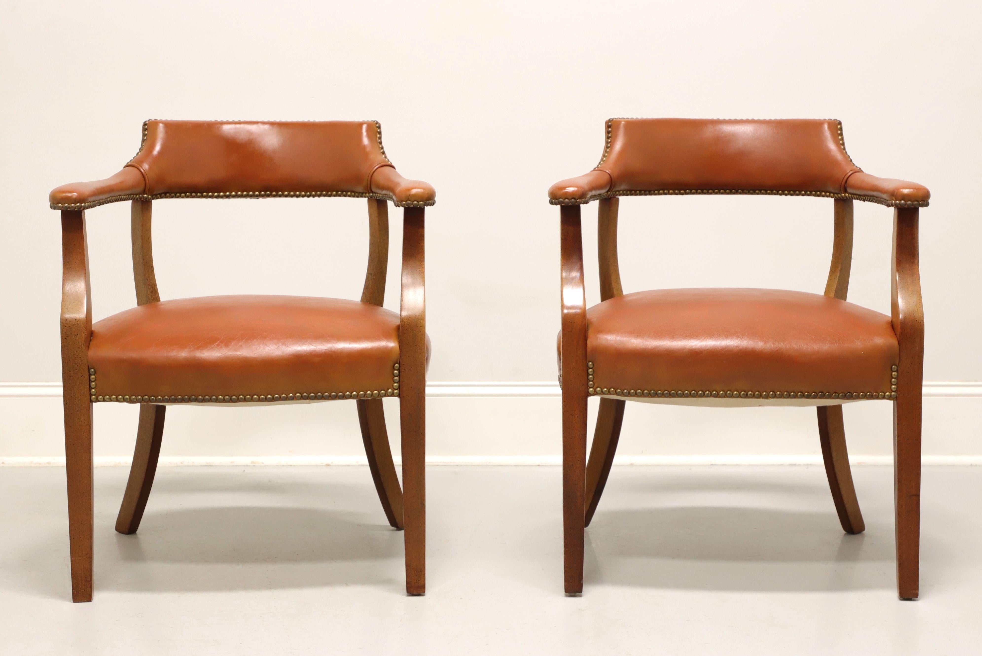 Georgian CLASSIC LEATHER Mid 20th Century Leather Game Armchairs - Pair B