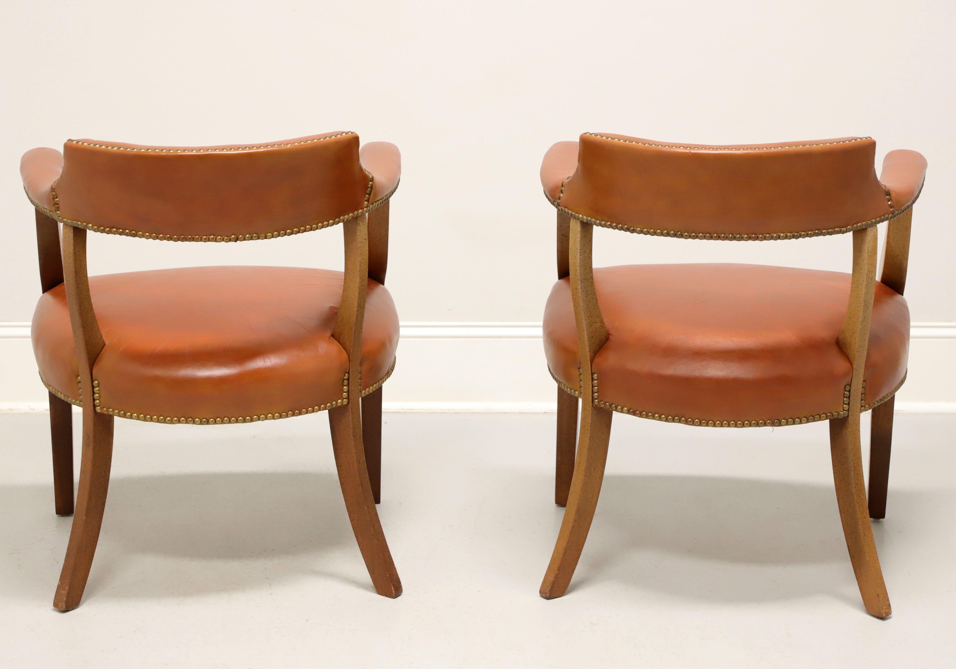 CLASSIC LEATHER Mid 20th Century Leather Game Armchairs - Pair B In Fair Condition In Charlotte, NC