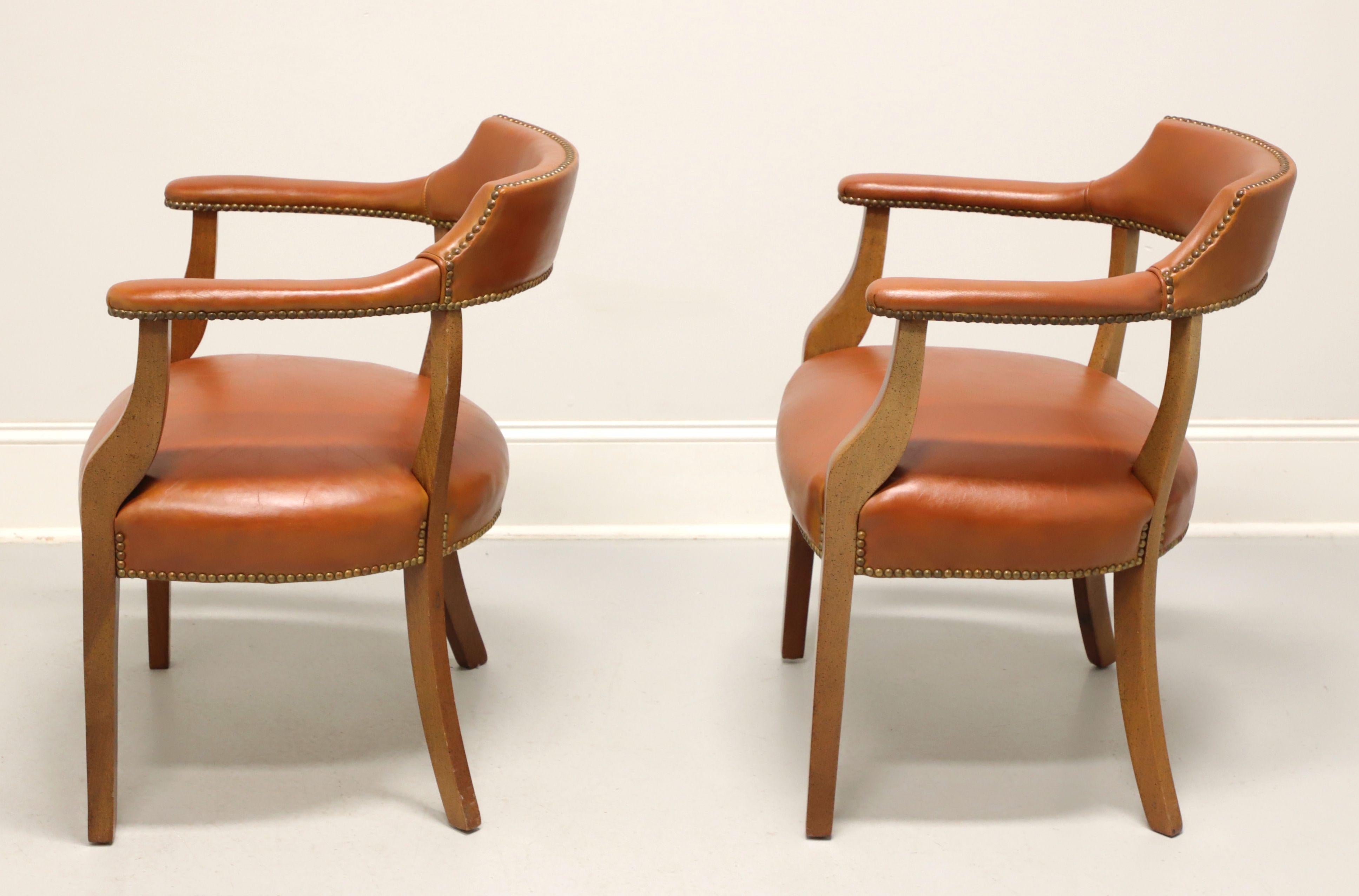 Brass CLASSIC LEATHER Mid 20th Century Leather Game Armchairs - Pair B
