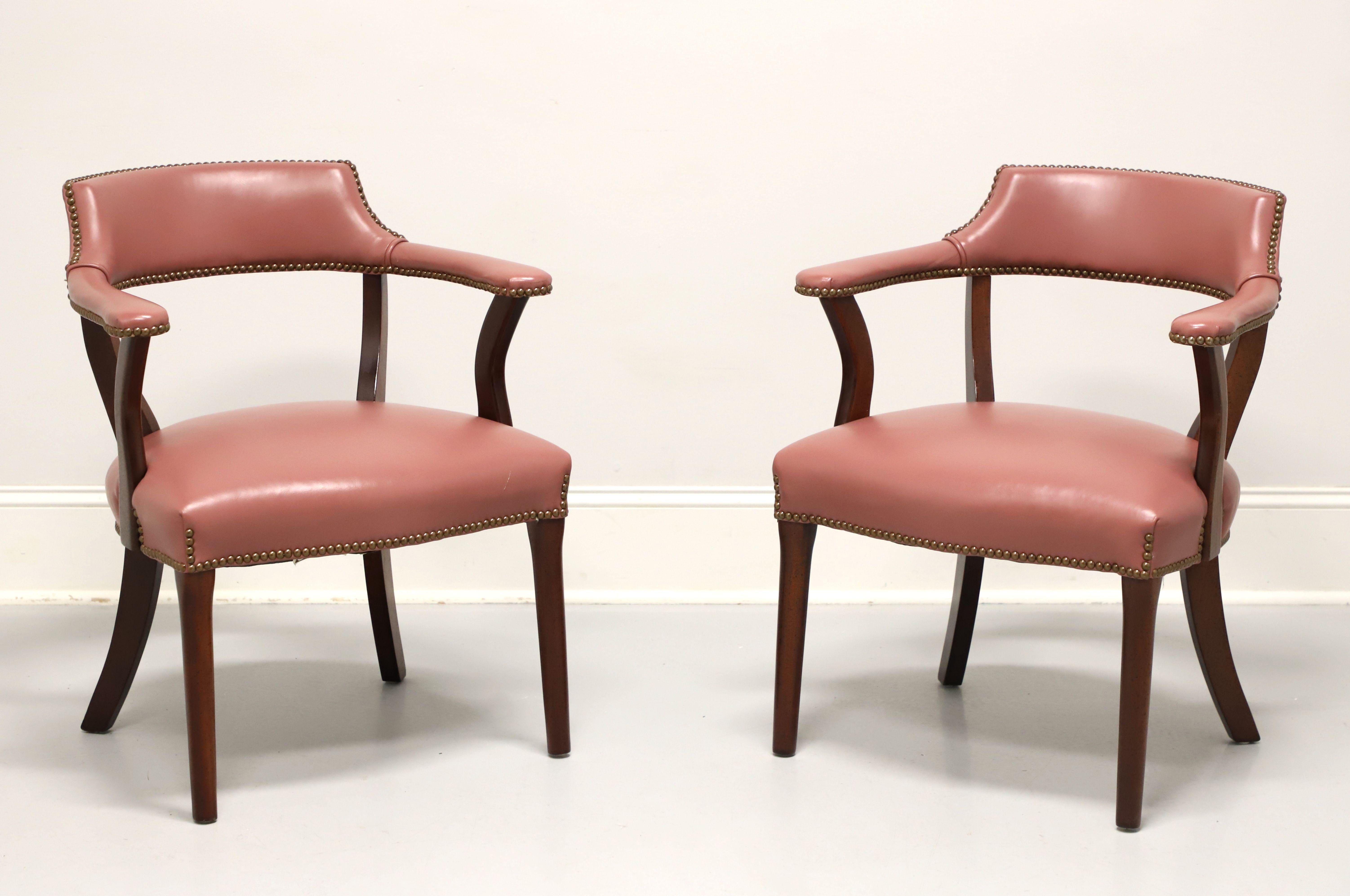 CLASSIC LEATHER Late 20th Century Mauve Leather Game Armchairs - Pair 5