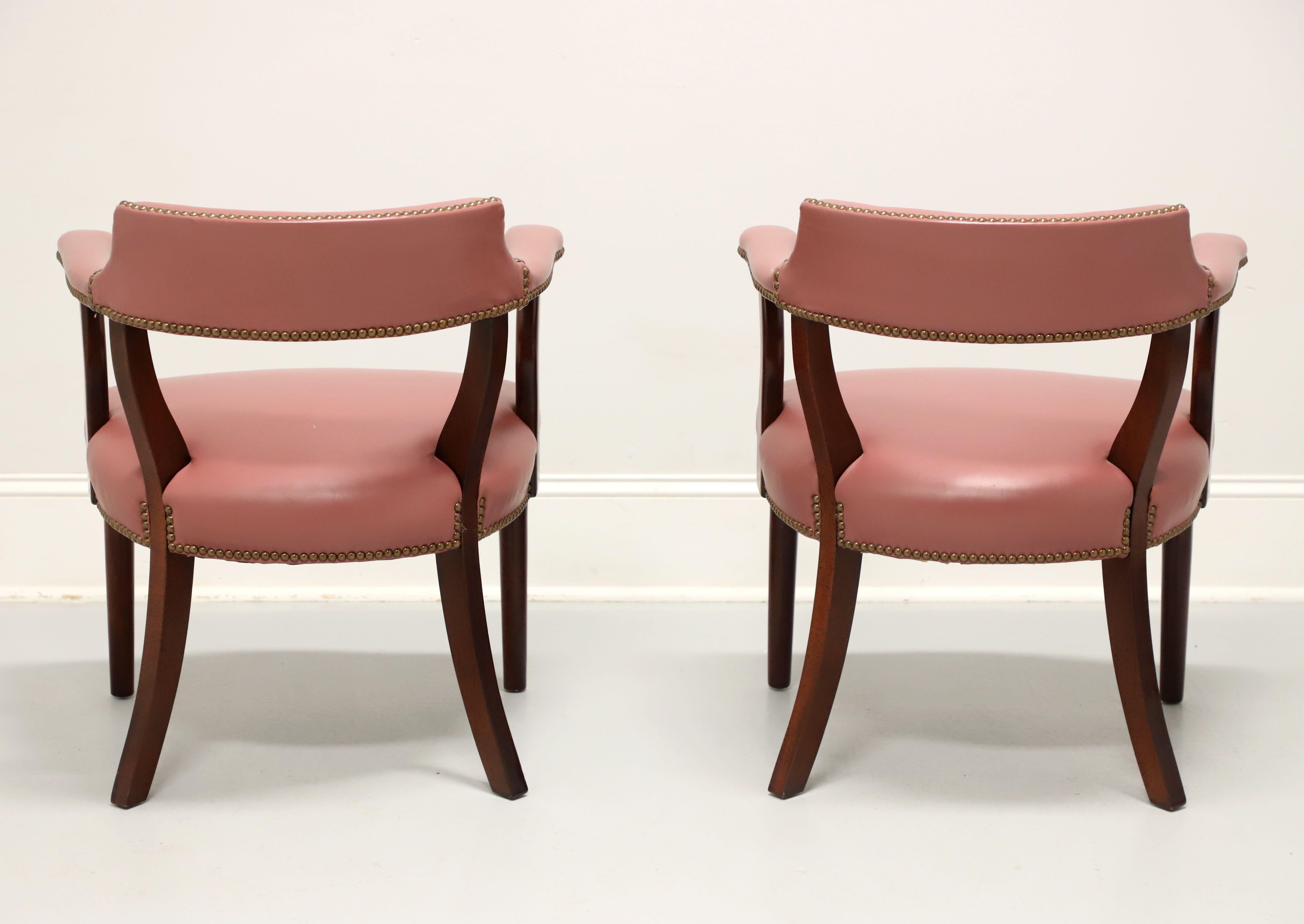 Georgian CLASSIC LEATHER Late 20th Century Mauve Leather Game Armchairs - Pair