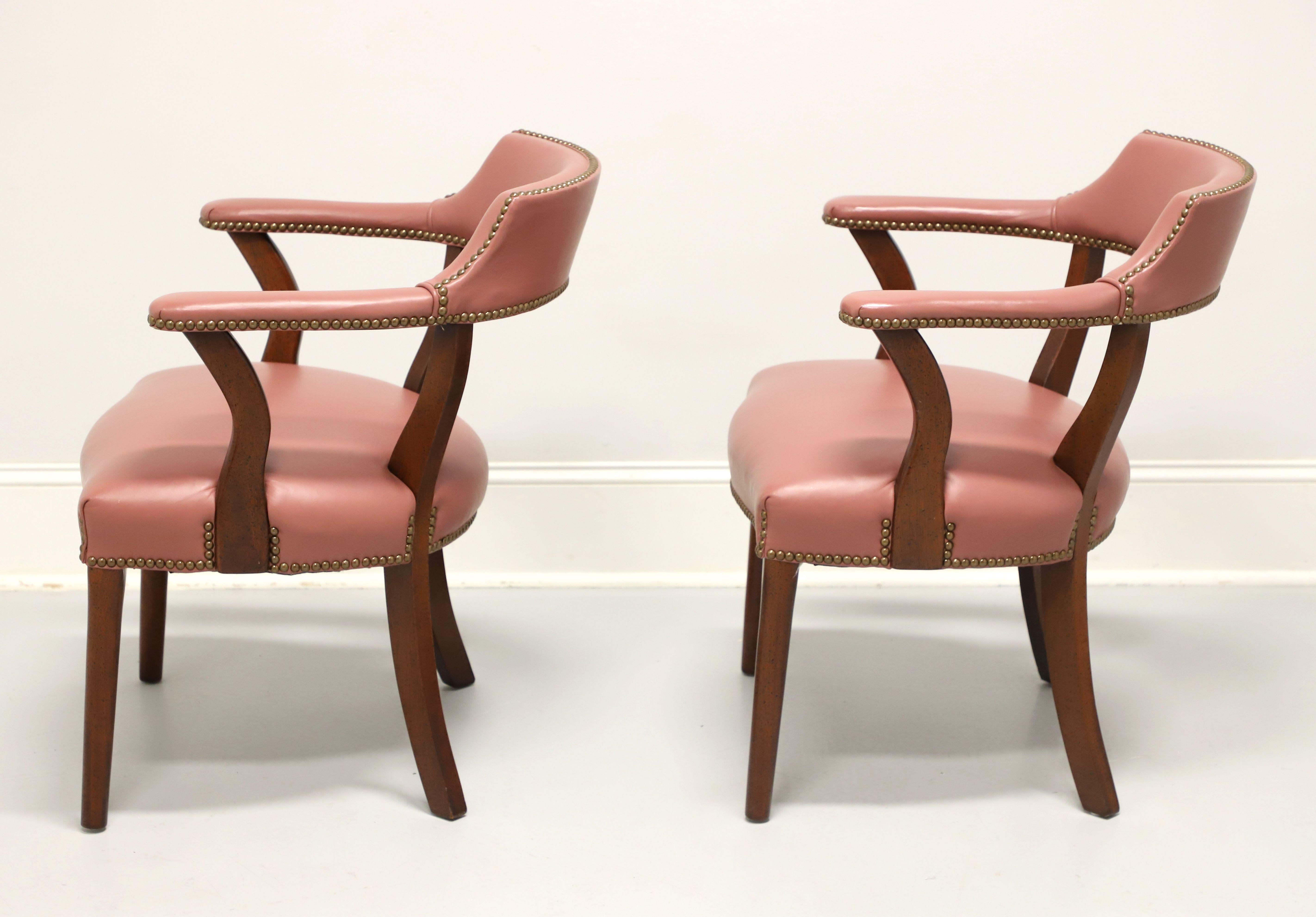 American CLASSIC LEATHER Late 20th Century Mauve Leather Game Armchairs - Pair
