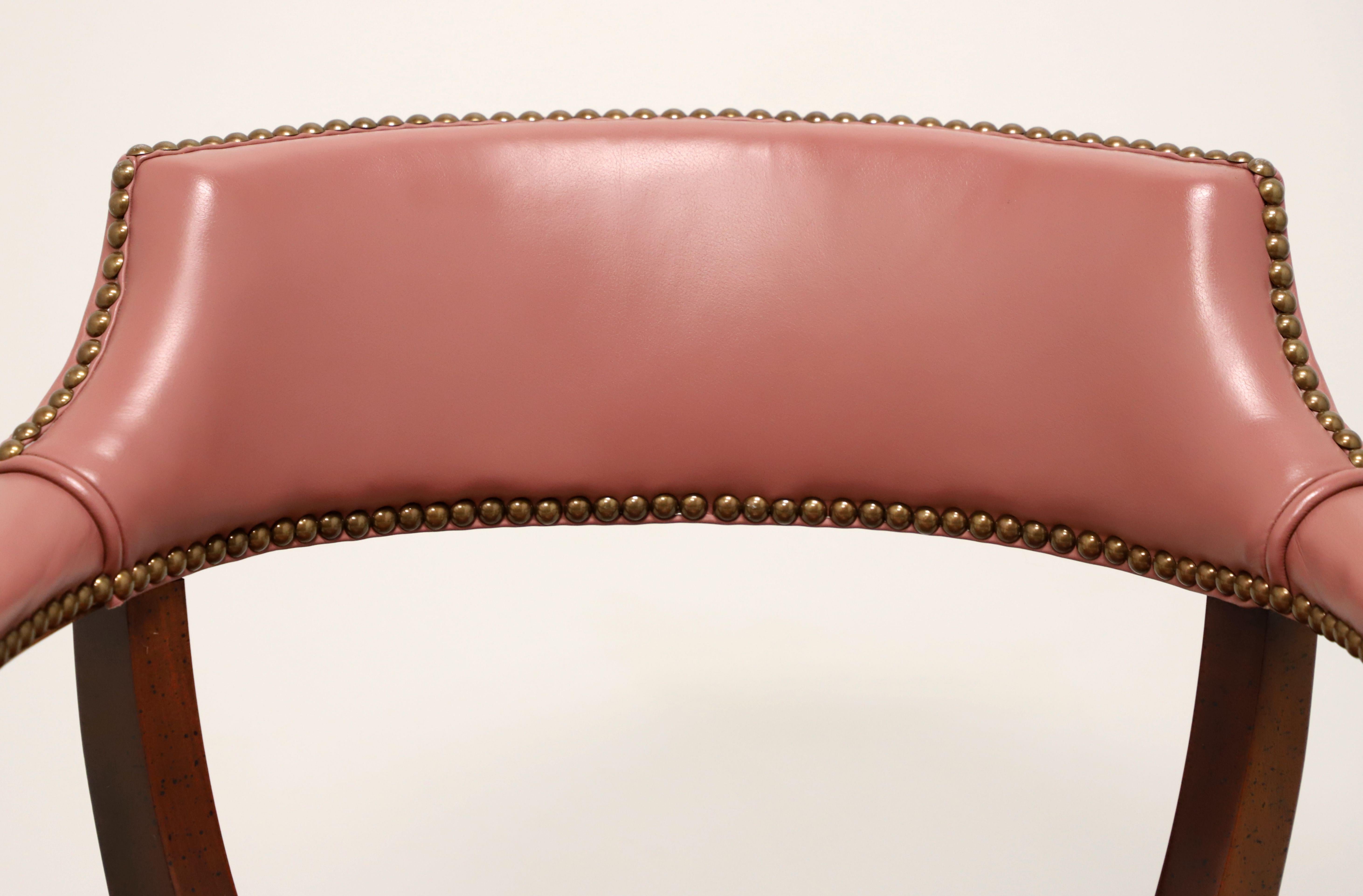 CLASSIC LEATHER Late 20th Century Mauve Leather Game Armchairs - Pair In Fair Condition In Charlotte, NC