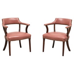 Vintage CLASSIC LEATHER Late 20th Century Mauve Leather Game Armchairs - Pair