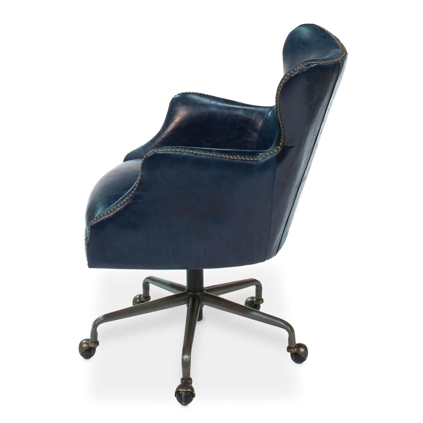 blue leather office chairs