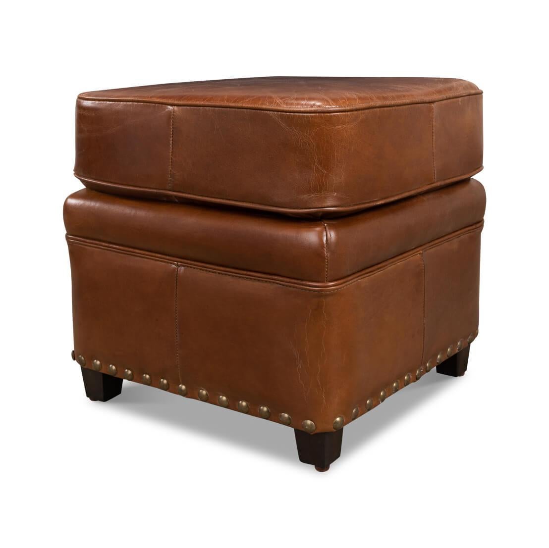 Classic Leather Ottoman For Sale 4