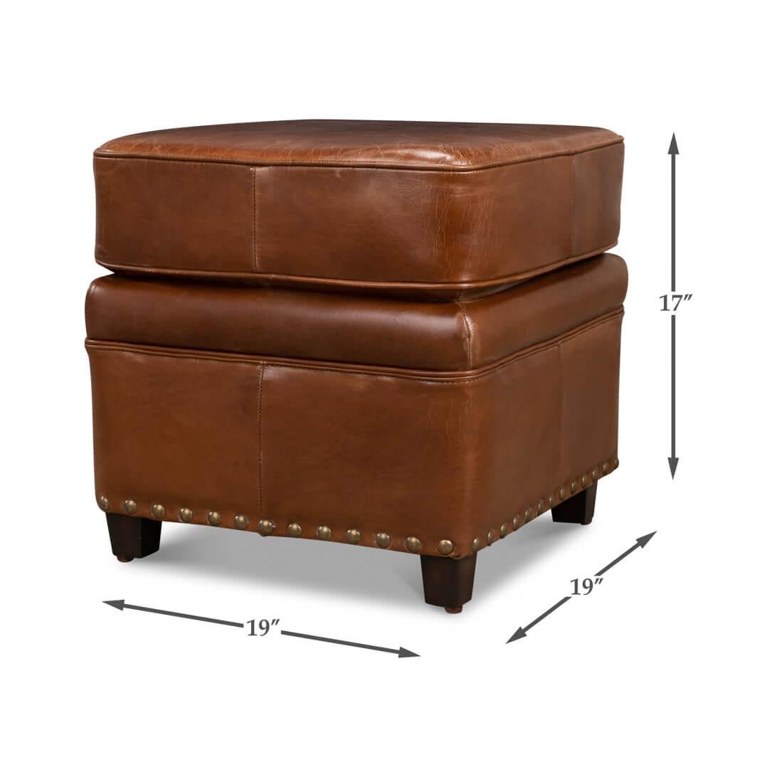 Classic Leather Ottoman For Sale 5