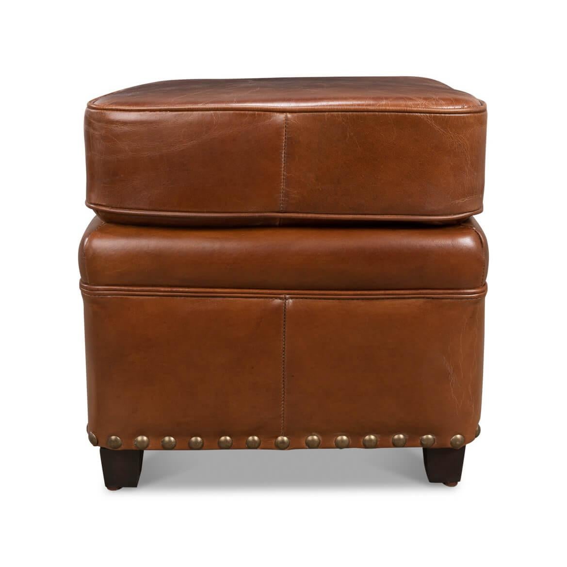 Classic Leather Ottoman In New Condition For Sale In Westwood, NJ