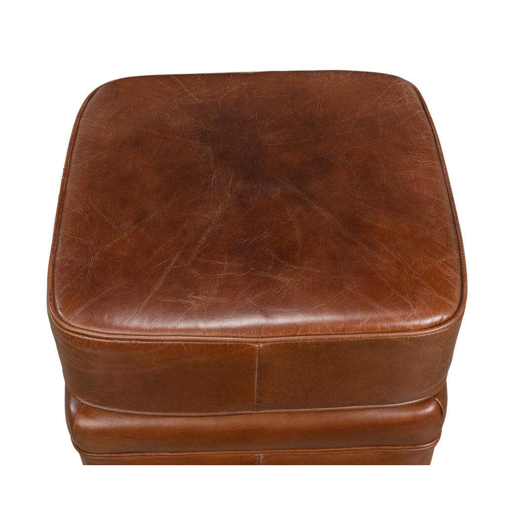 Classic Leather Ottoman For Sale 3