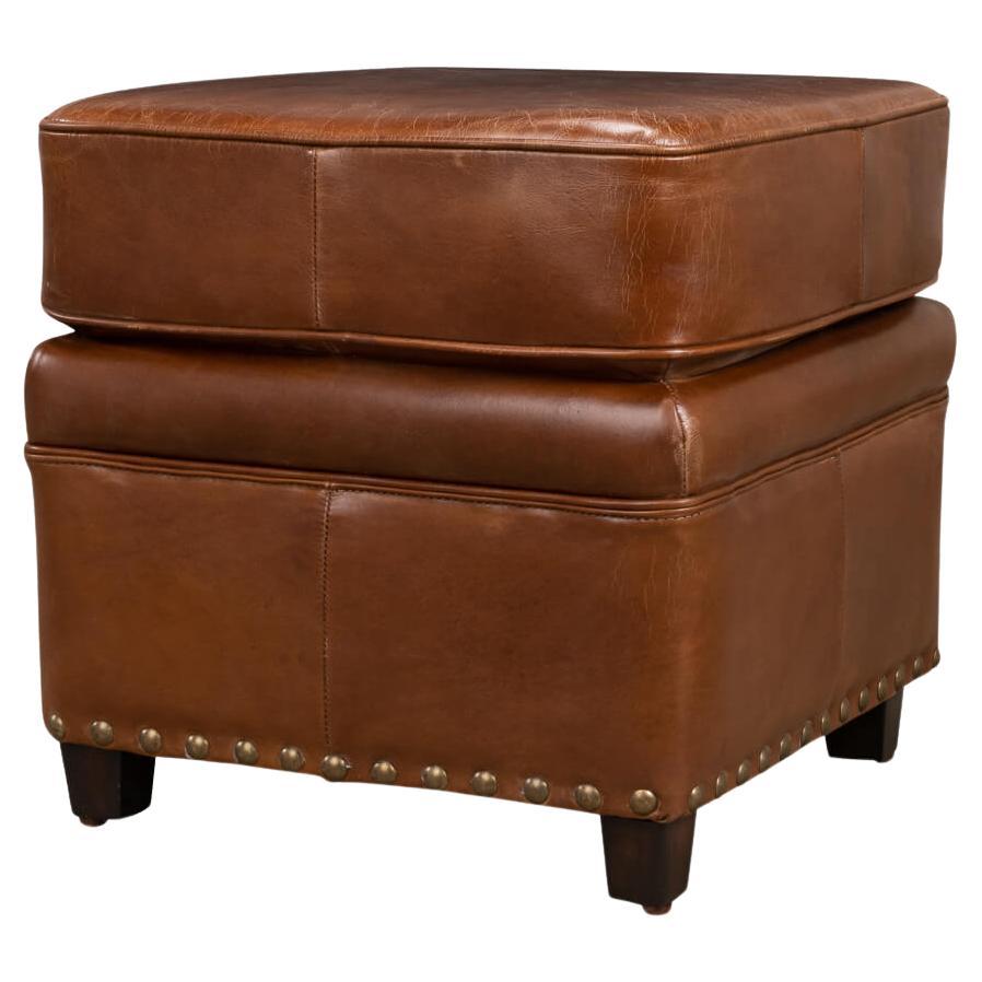 Classic Leather Ottoman For Sale
