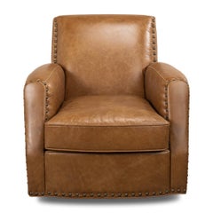 Classic Leather Swivel Armchair