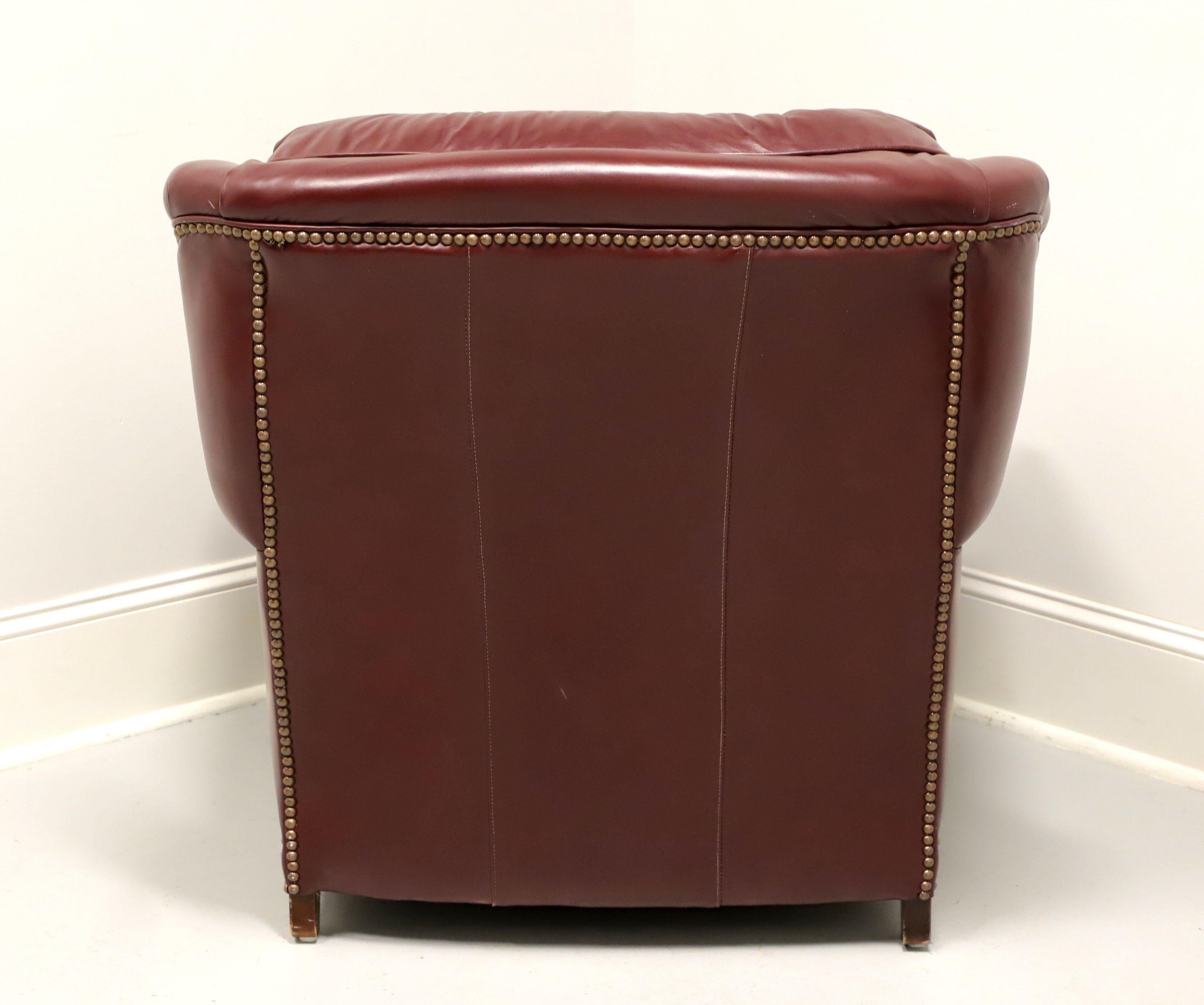 American CLASSIC LEATHER Top Grain Burgundy Leather Tufted Lounge Armchair with Ottoman