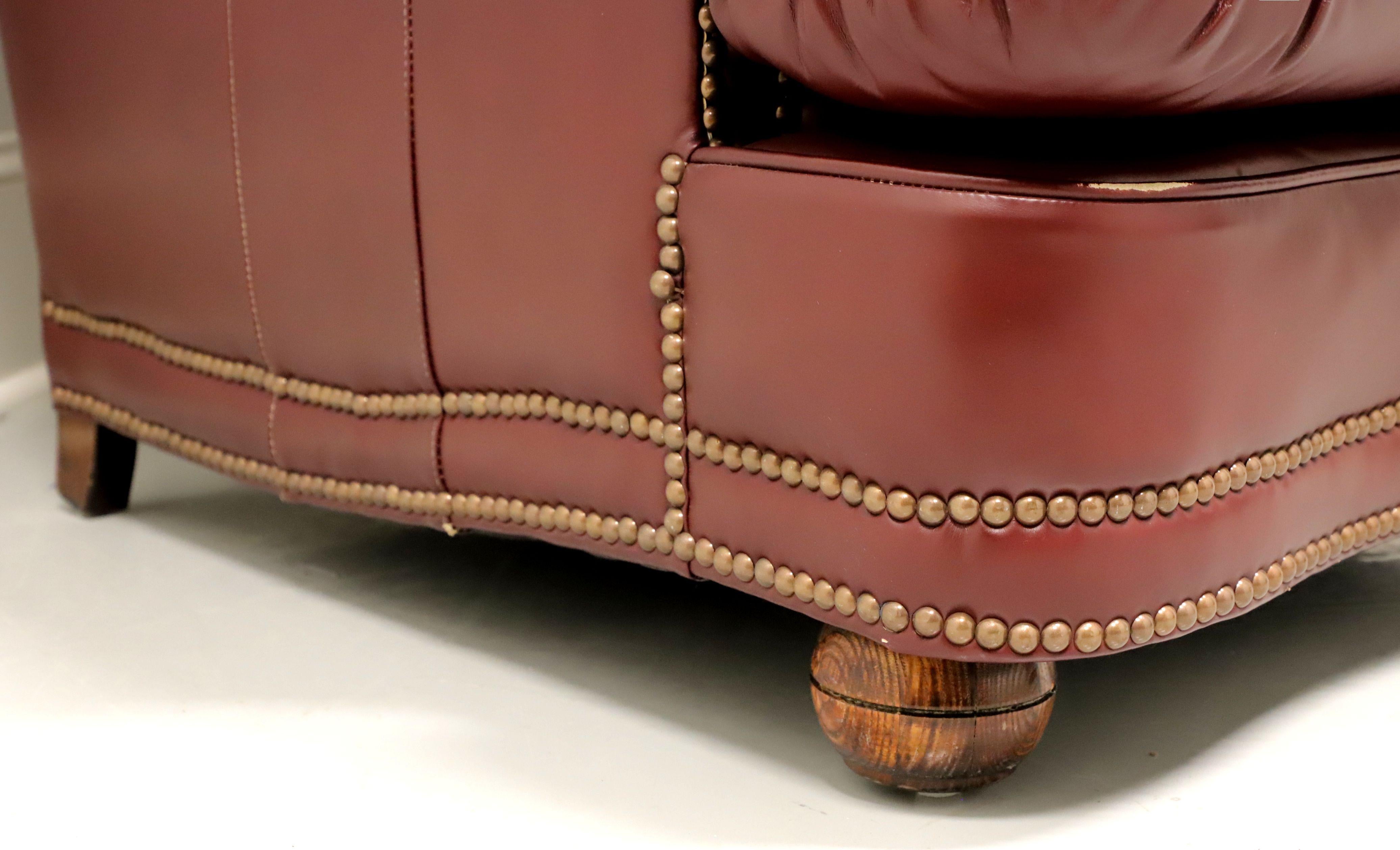 CLASSIC LEATHER Top Grain Burgundy Leather Tufted Lounge Armchair with Ottoman 1