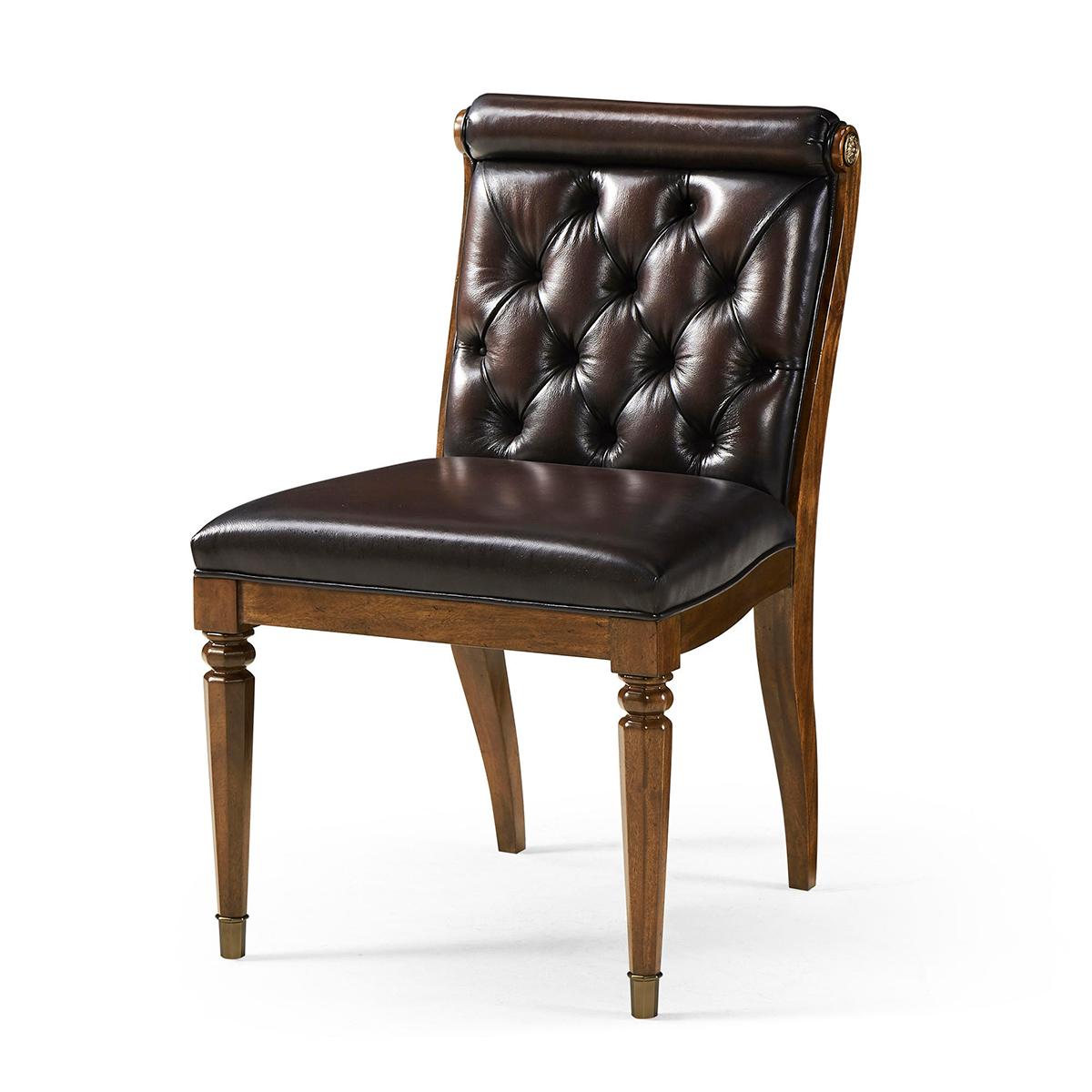 Classic Leather Tufted Dining Chair For Sale 3