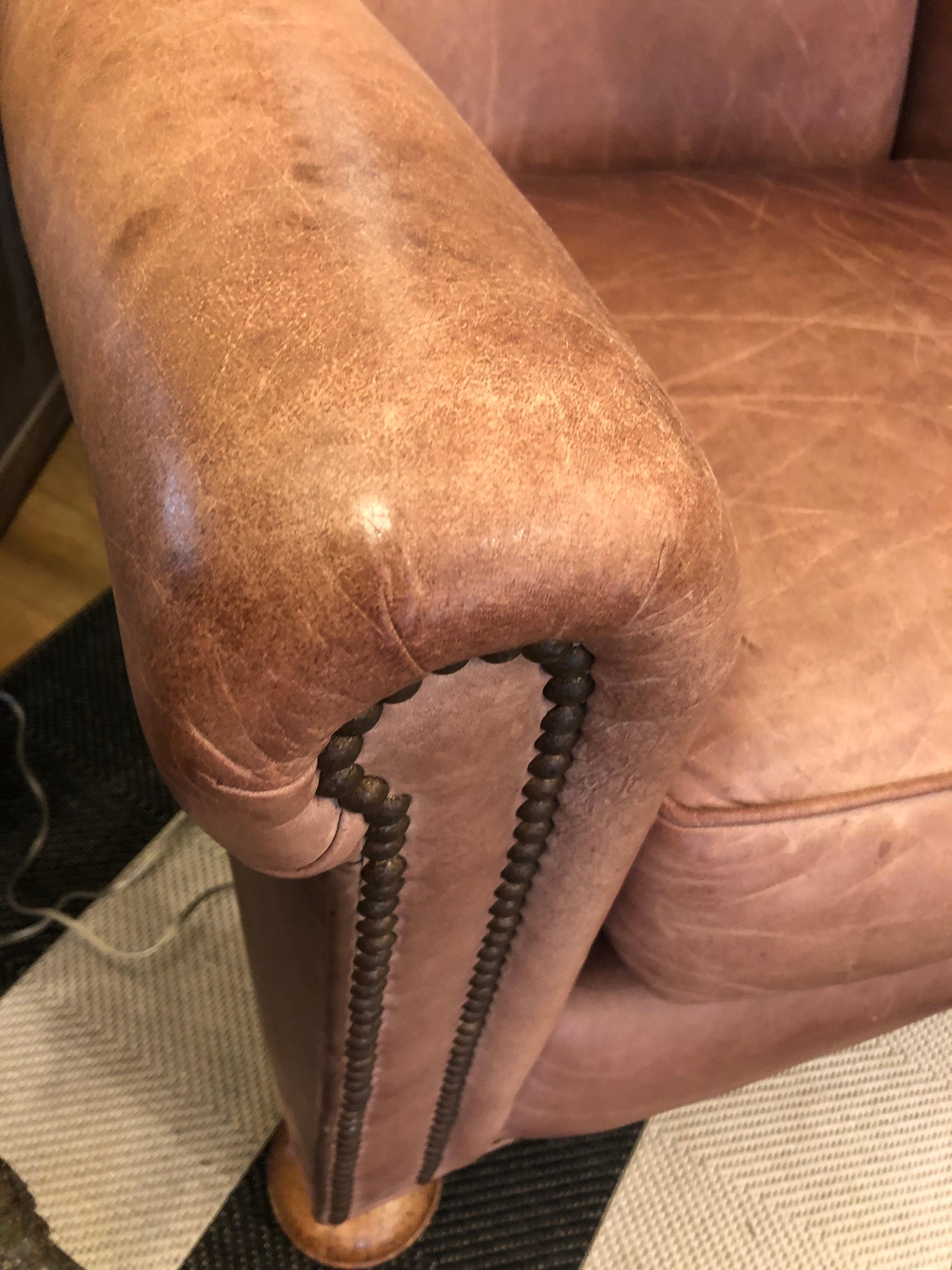 Classic Lee Industries Brown Leather Club Chair For Sale 4