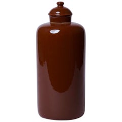 Classic Lidded Porcelain Urn in Warm Brown
