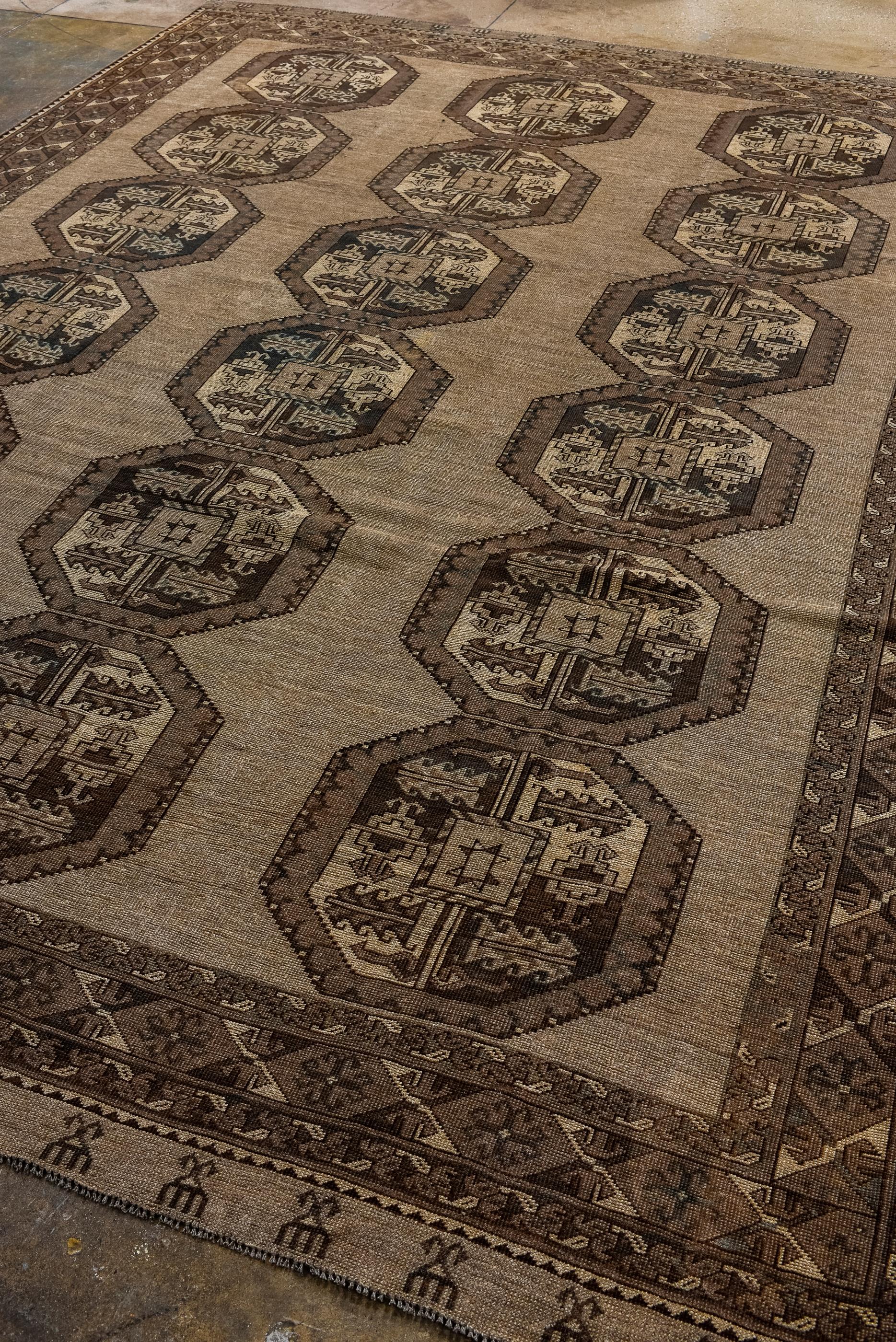 Hand-Knotted Classic Light Brown Afghan Rug  For Sale