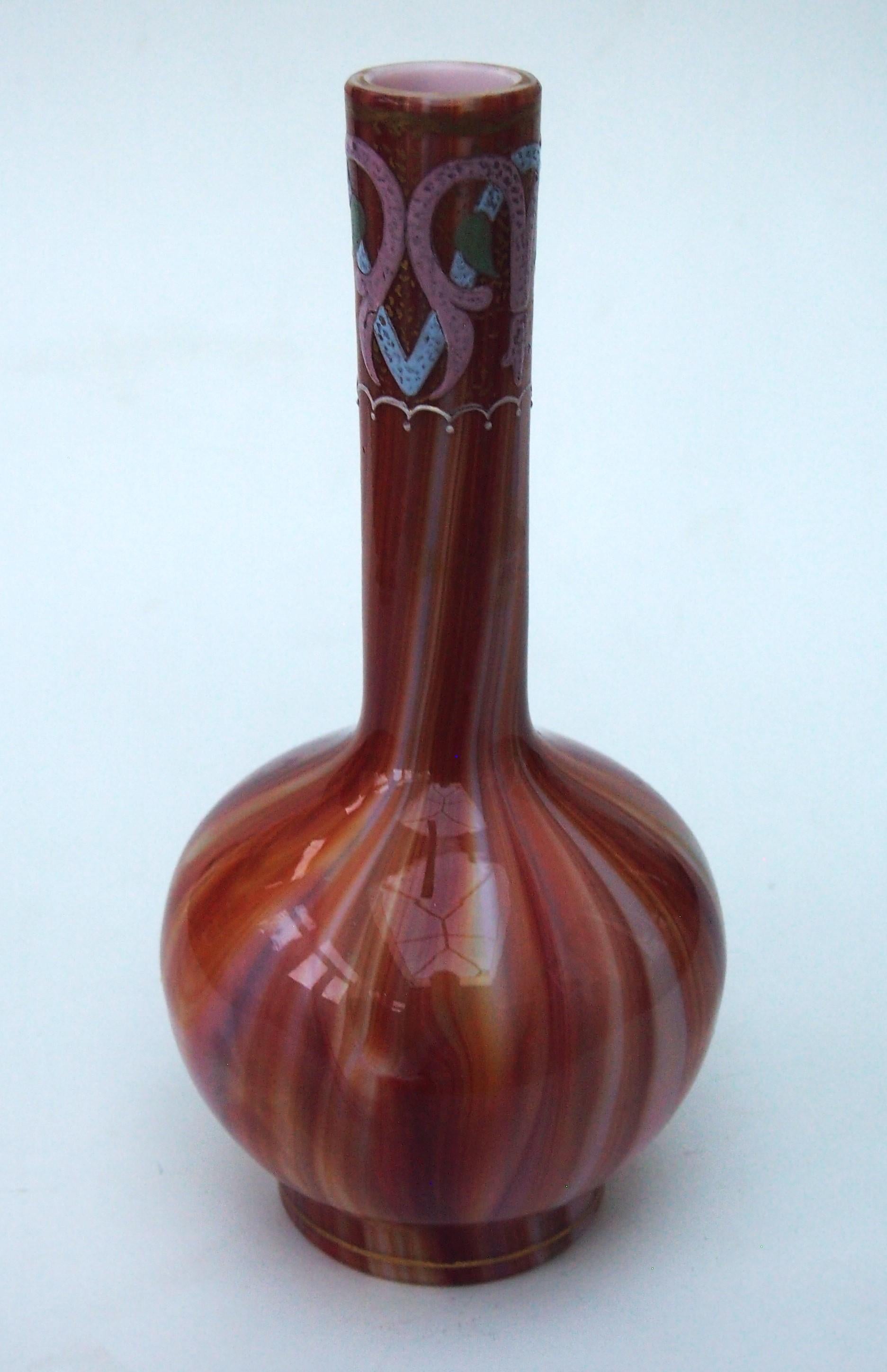 Art Nouveau Classic Loetz Early Glass 'Onyx' Pattern Vase c1887 made for Islamic market For Sale