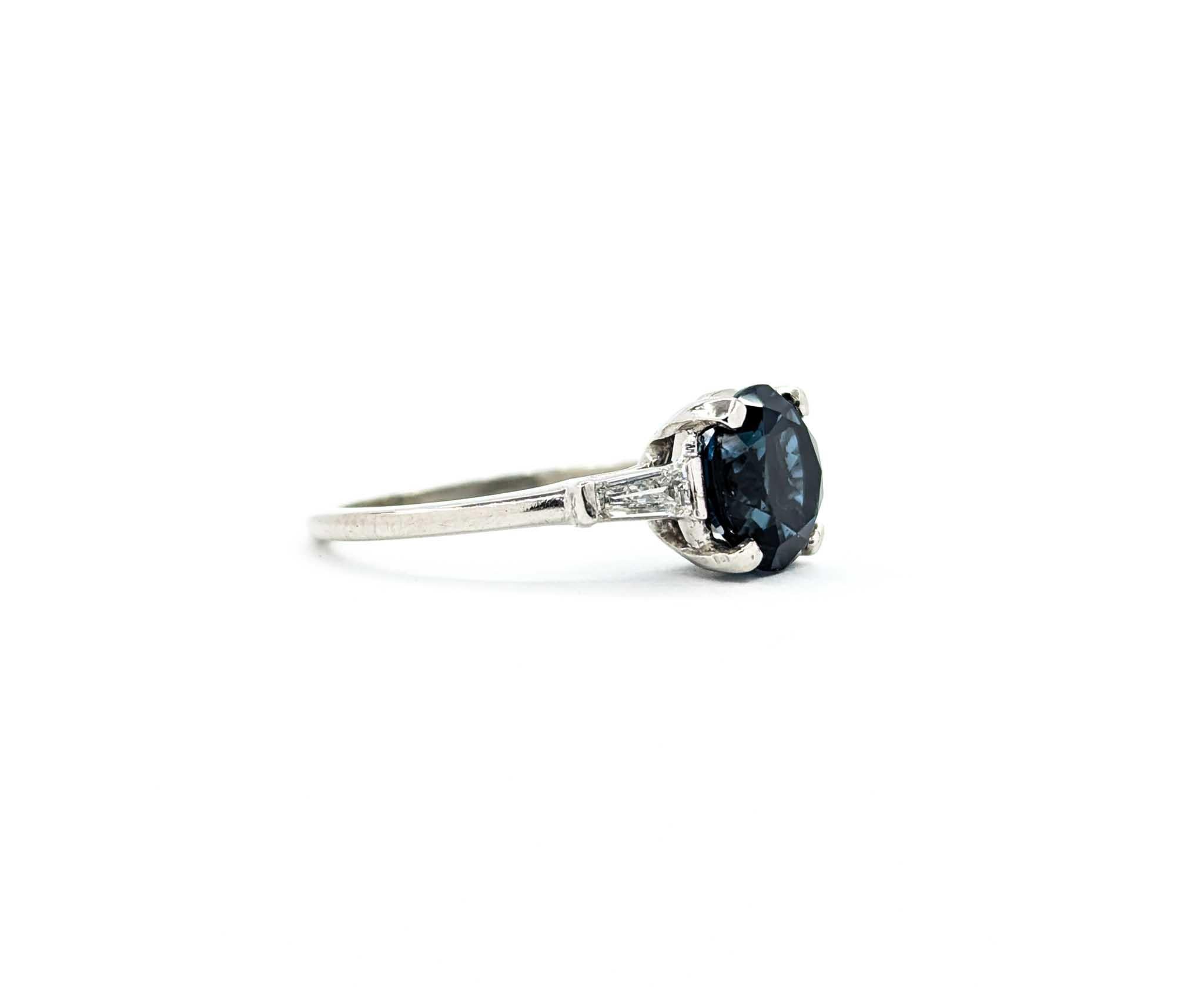 Klassischer Londoner Blautopas & Diamant-Cocktailring aus Platin 1