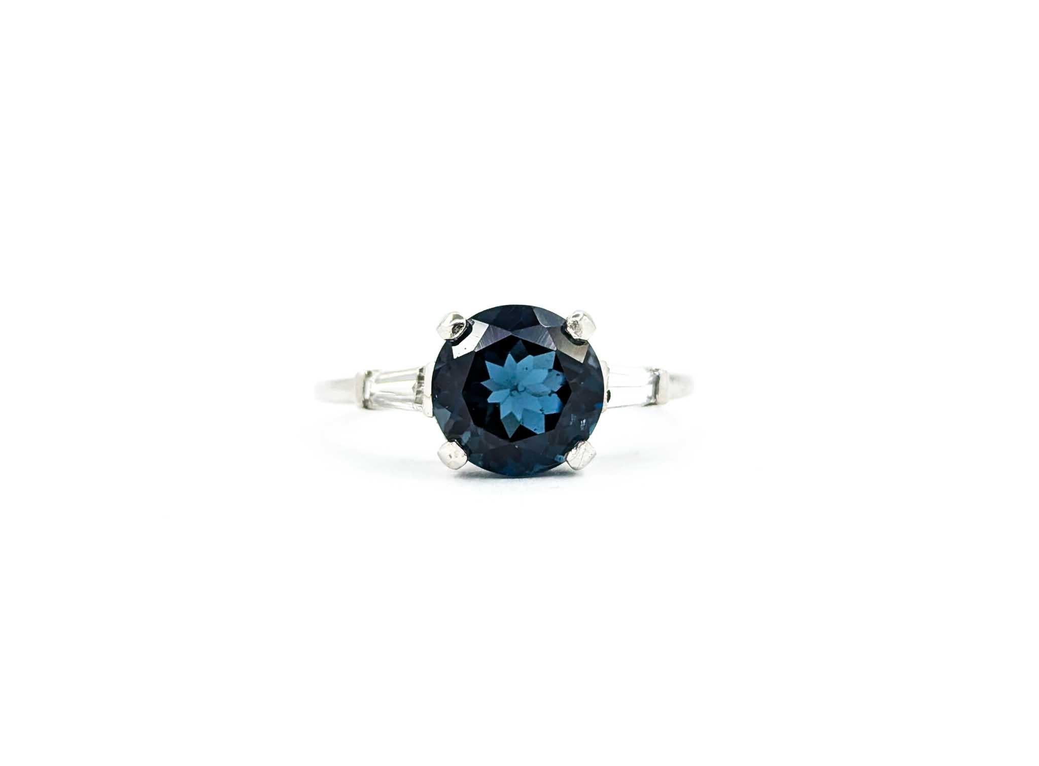 Klassischer Londoner Blautopas & Diamant-Cocktailring aus Platin 3