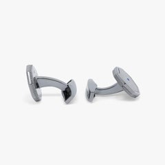 Gemelli classici con occhio di Londra e zaffiro in argento sterling rodiato nero