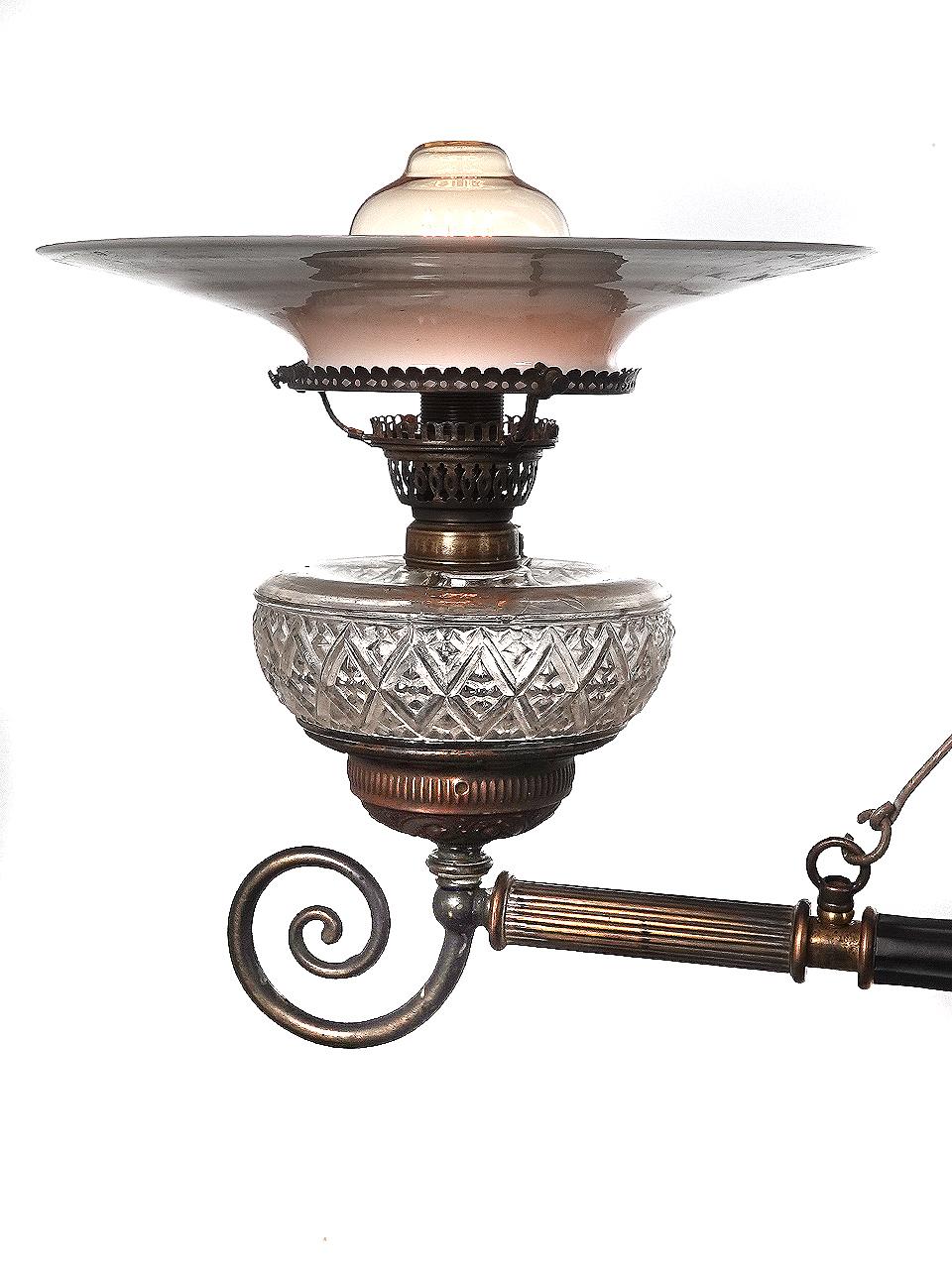 Victorian Classic Long Arm Double Oil Lamp For Sale