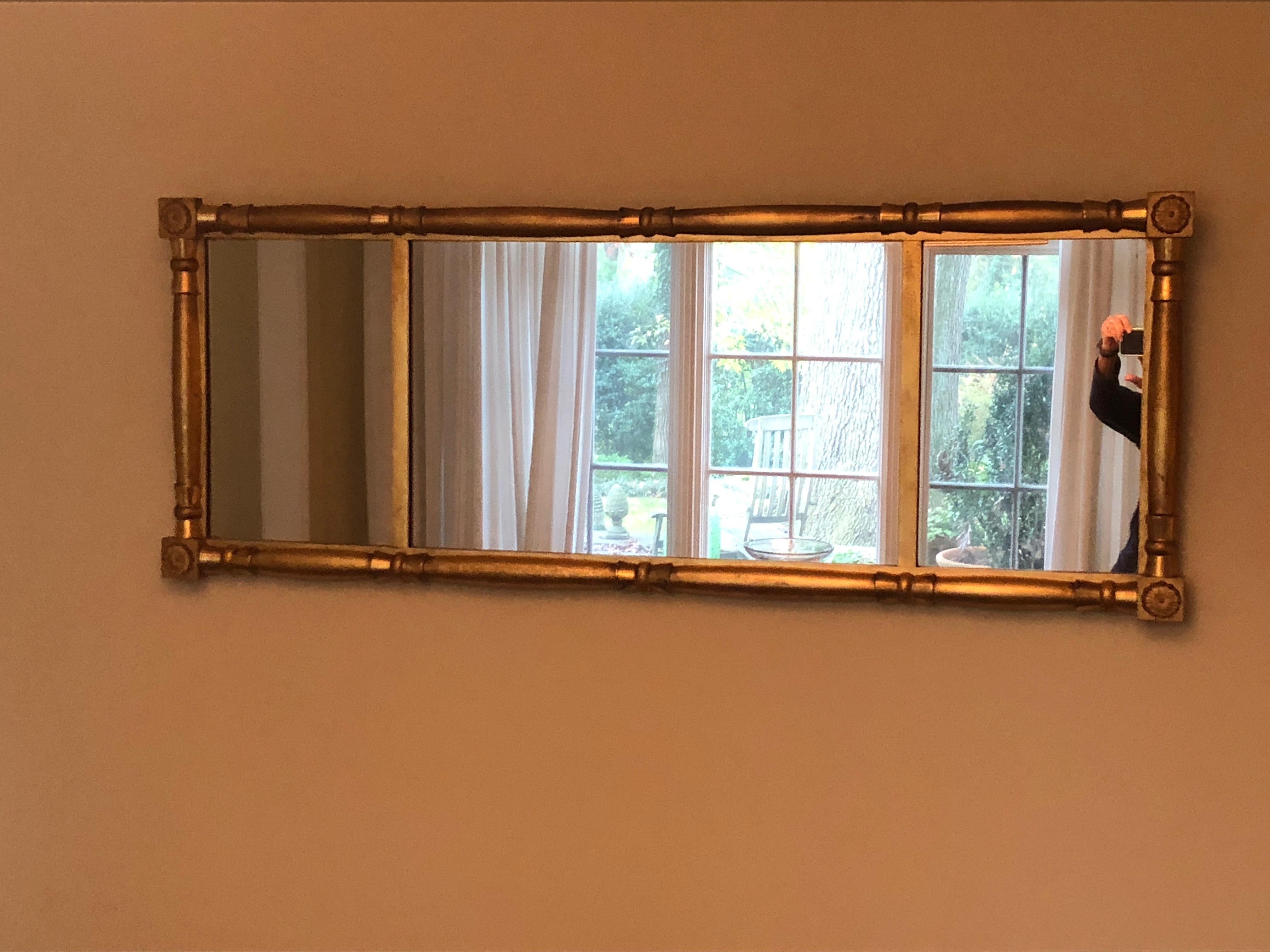 French Classic Long Horizontal Giltwood Antique Mirror