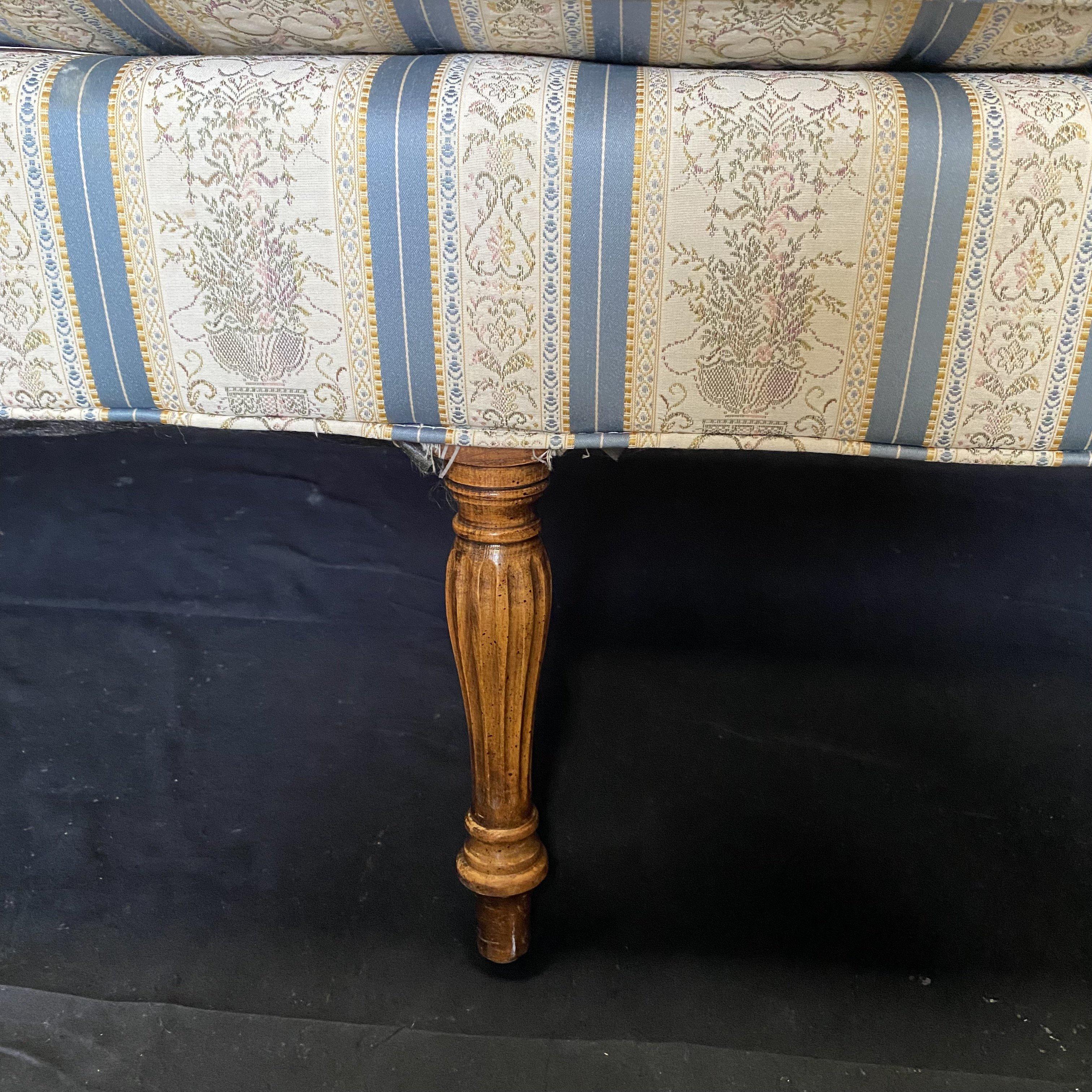 Classic Louis XV Style Carved Walnut Sofa or Canape with Reeded Legs 3