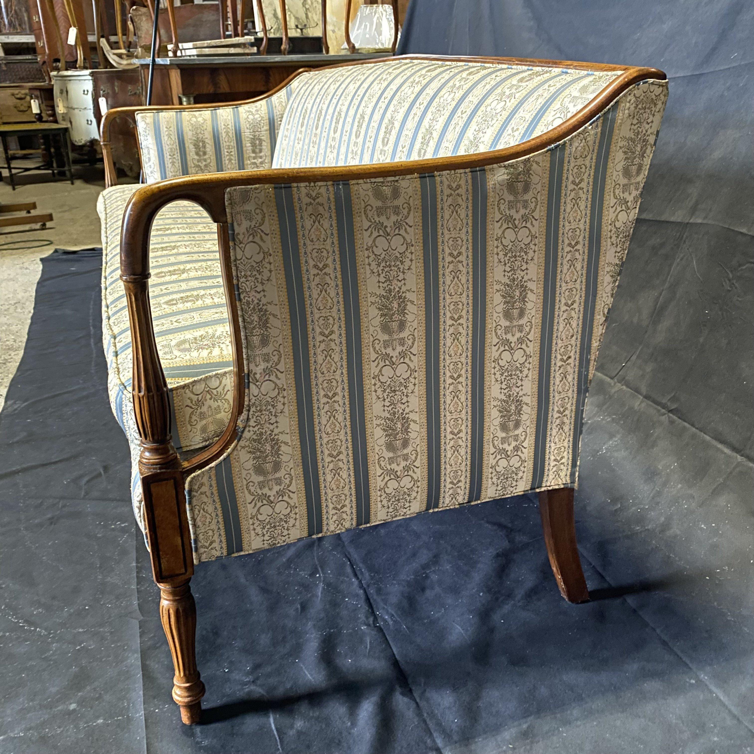 American Classic Louis XV Style Carved Walnut Sofa or Canape with Reeded Legs