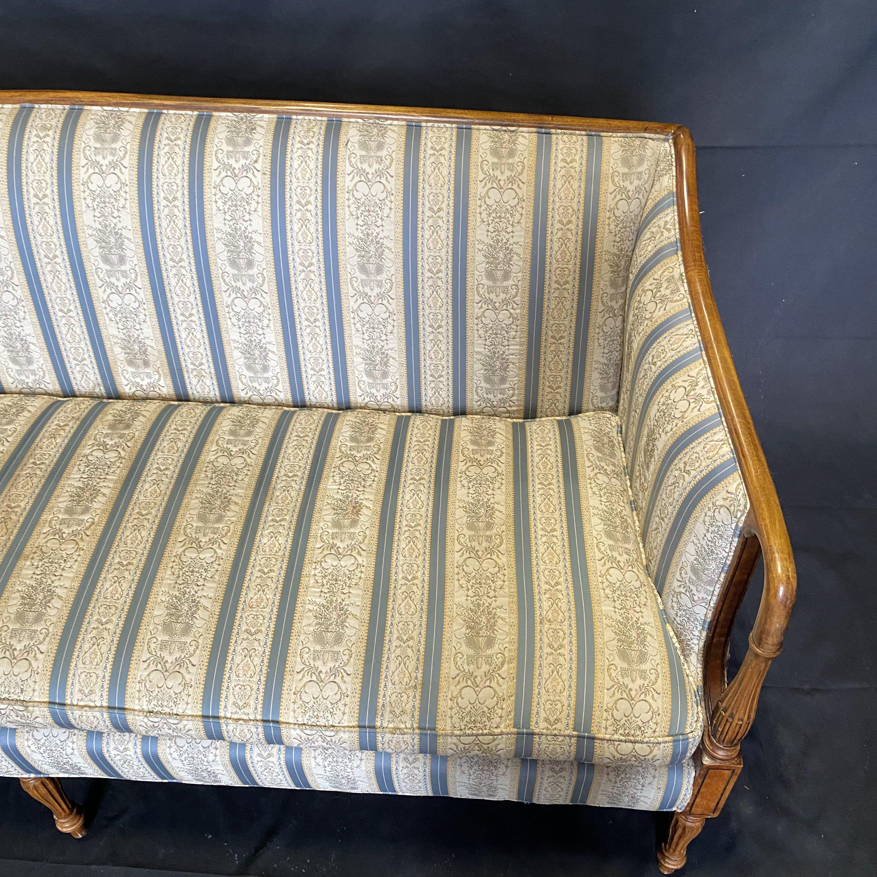 Classic Louis XV Style Carved Walnut Sofa or Canape with Reeded Legs 2