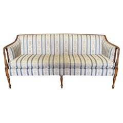 Classic Louis XV Style Carved Walnut Sofa or Canape with Reeded Legs