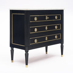 Commode classique Louis XVI, acajou ébonisé, française, années 1920