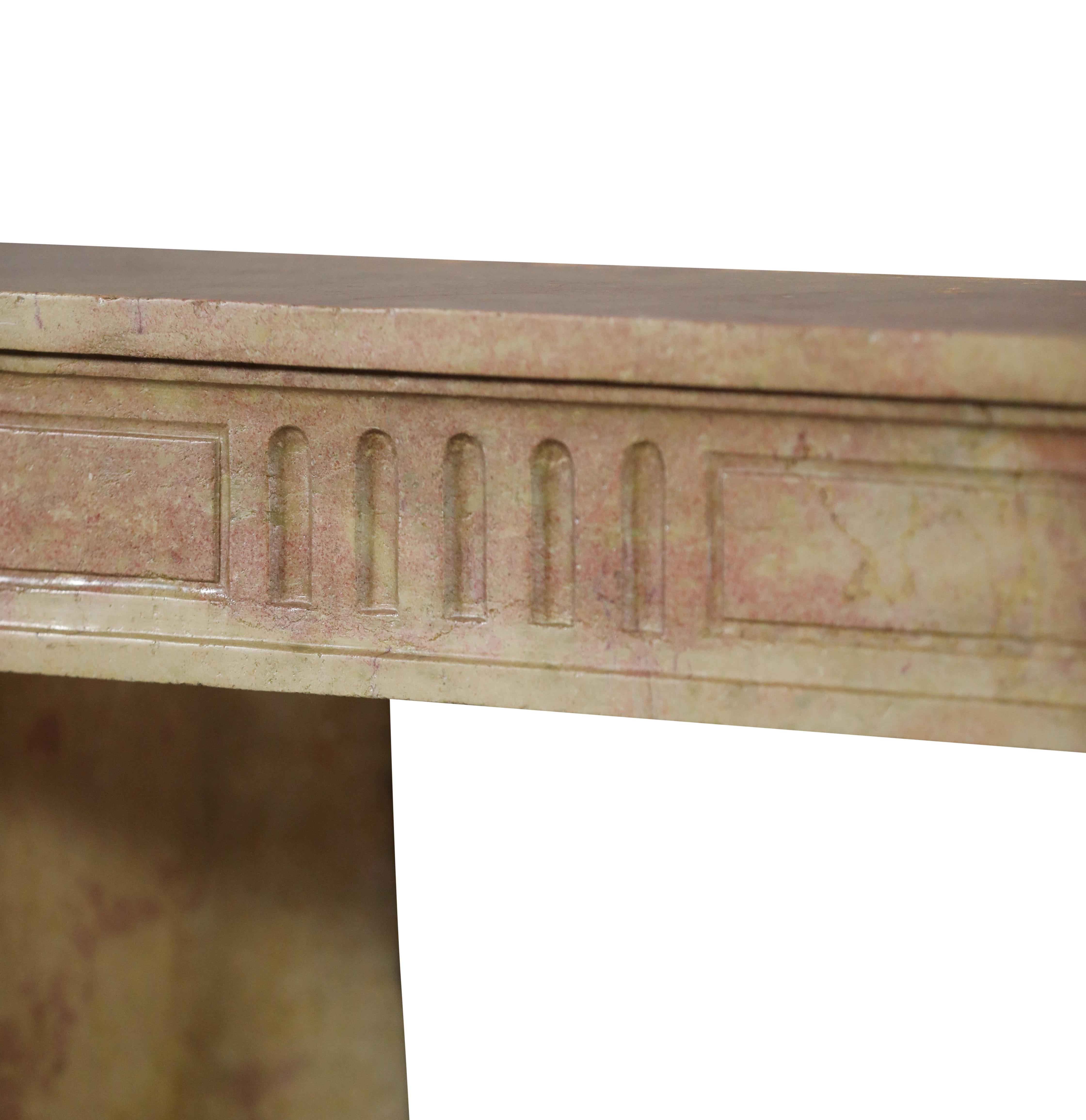 Classic Louis XVI French Bicolor Stone Fireplace From Dijon City Appartement For Sale 7
