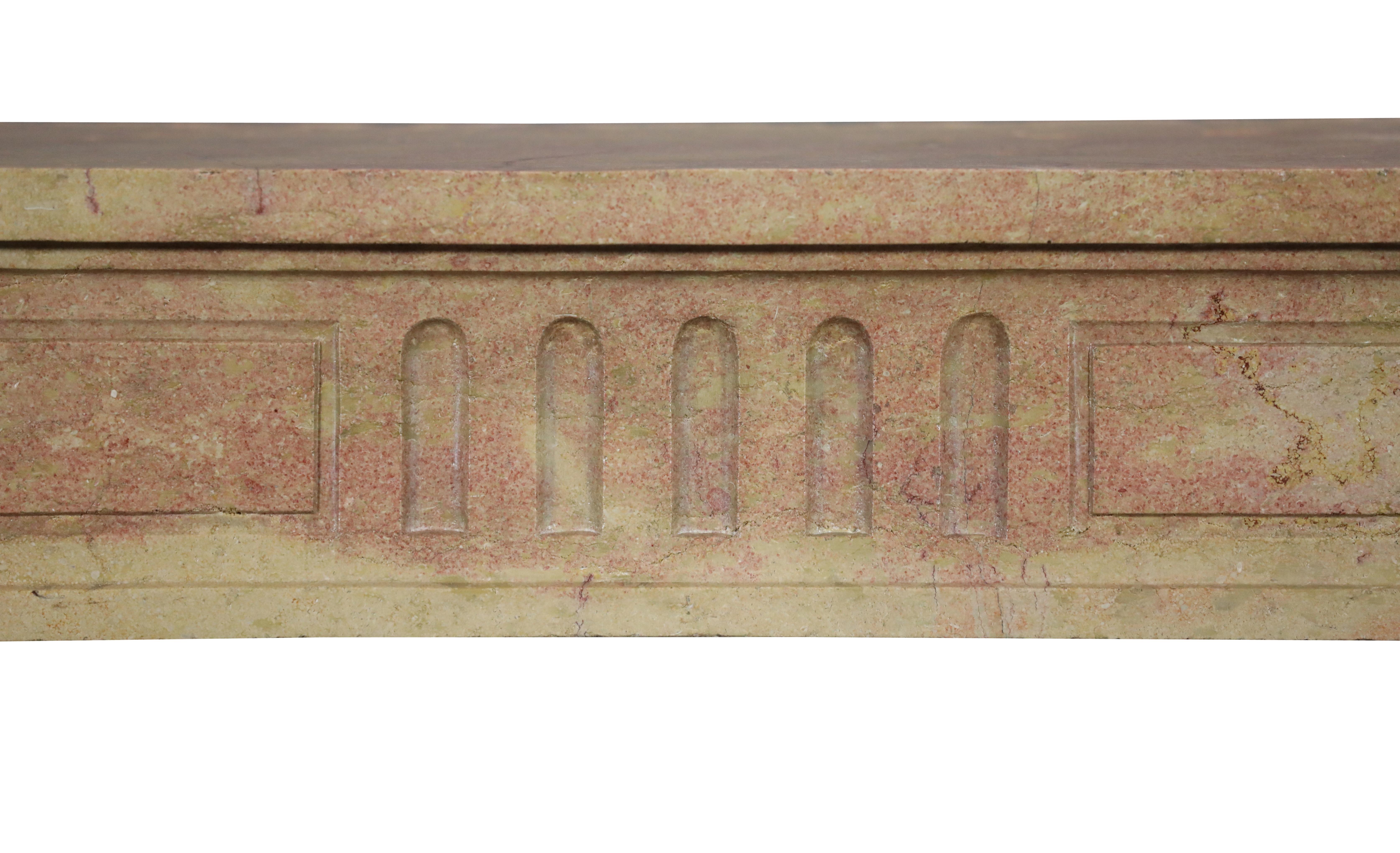 Classic Louis XVI French Bicolor Stone Fireplace From Dijon City Appartement For Sale 1